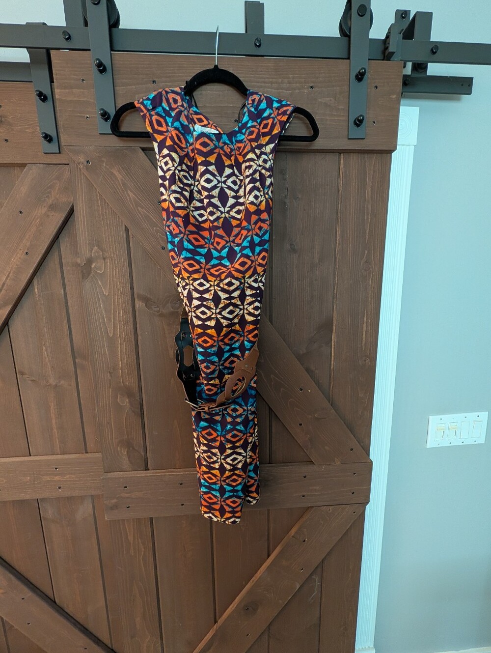 Dress Barn Boho Maxi Dress in Blue, Orange, Brown, Cream